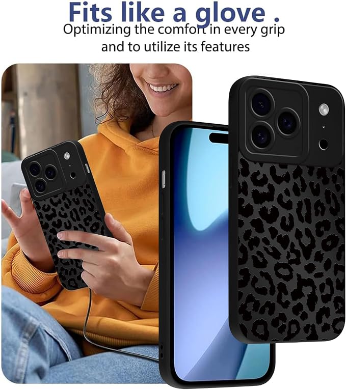 Cute Black Cheetah Print Phone Case for iPhone 17 Pro 6.3" | Aesthetic Leopard Pattern Design Cover Full Camera Lens Protective Shockproof Soft Slim TPU Funda for Men Women Girls - Image 7