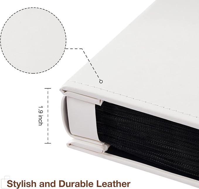 potricher Small Photo Album 4x6 300 Photos, Leather Cover, White | Leather 4x6 Picture Album with 300 Horizontal Pockets, Photo Book for Family, Wedding, Anniversary, and Baby - Image 6