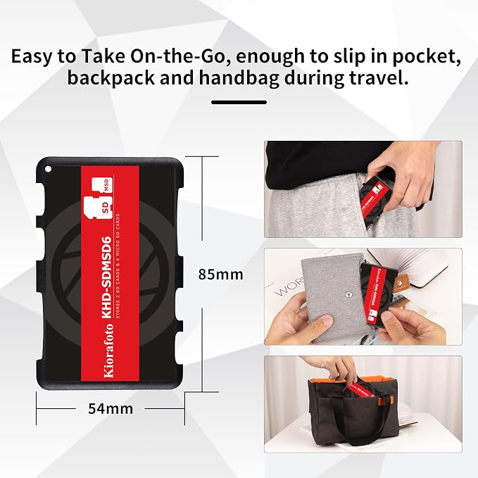 Kiorafoto KHD-SDMSD6 Easy Carry 4+2 Slots Slim Credit Card Size Lightweight Portable SD TF MSD Memory Card Case Storage Keeper Holder for 4 SD SDHC SDXC + 2 TF MSD Microsd Microsdhc Microsdxc Cards - Image 3