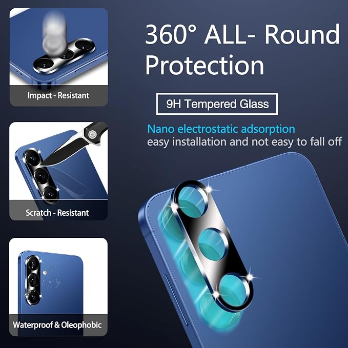 IMBZBK Privacy Screen Protector for Samsung Galaxy S25, 3+3 Pack | 25° Anti Spy, 9H+ Tempered Glass, Military Grade Shatterproof, Auto-Dust Removal, Case Friendly, with Camera Lens Protector - Image 6