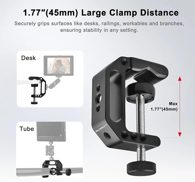 Camera Clamp Mount C Clamp with Magic Arm - Perfect for Fence, Desk, Tripod, Monitor, Light, GoPro, Insta360, DSLR - Essential Tool for Outdoor Projects, Broadcasting, Photography - Image 3