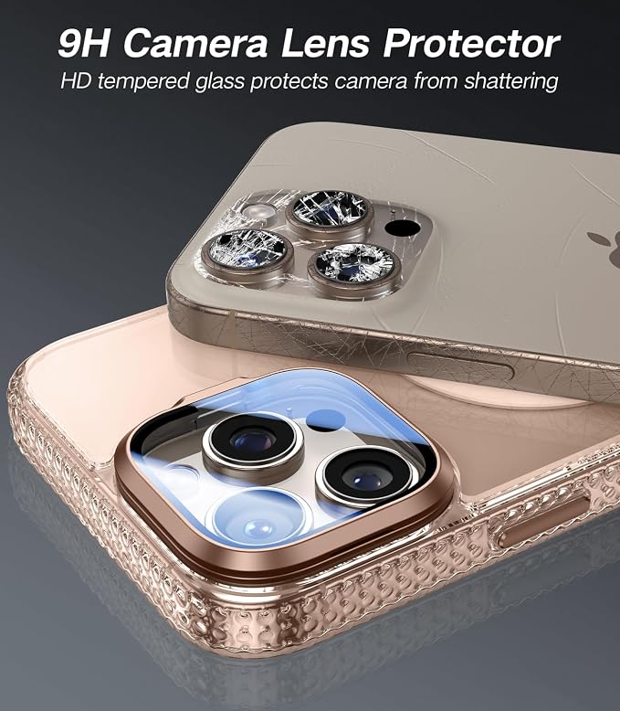 VOFATA [Upgraded] for iPhone 16 Pro Case with Camera Cover Stand [Fit for MagSafe][9H Camera Lens Protector] Mil-Grade Protection Transparent Magnetic iPhone 16 Pro Phone Case, Clear Gold - Image 2