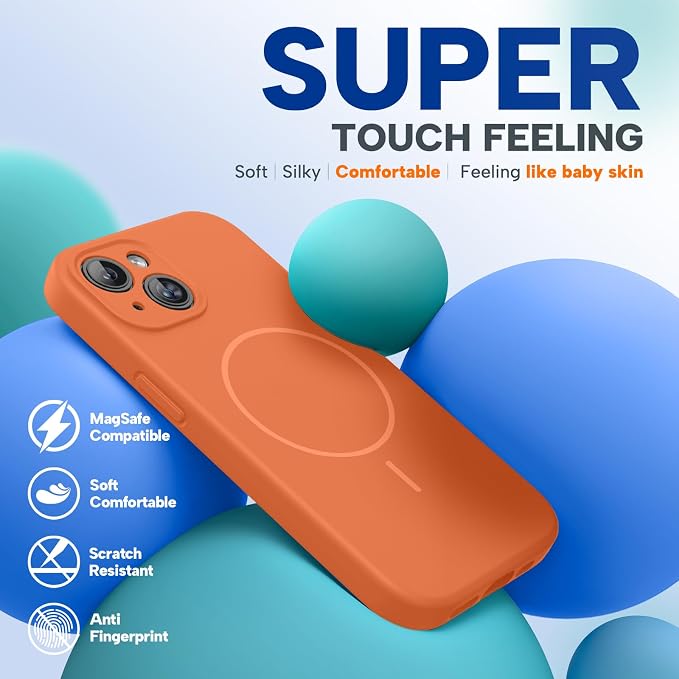 miracase Magnetic for iPhone 14 Plus Case, [Soft Anti-Scratch Microfiber Lining], Compatible with MagSafe, Silicone Shockproof Protection Phone Case for iPhone 14 Plus,Orange - Image 7