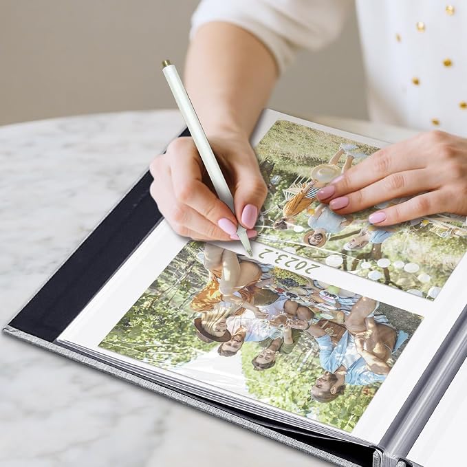 Large Photo Album Self Adhesive, DIY Scrapbook Album for 600 Photos, 13"x12.6" 120 Pages Light Grey Linen Cover Memory Book - Image 6