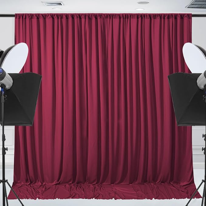 ESGOTBME 30x10ft Wrinkle Free ‌Burgundy Backdrop Curtain for Parties Soft Fabric Drapes Wedding ‌Curtain Backdrop for Birthday Party Decorations Background for Photography 5x10ft, 6 Panels - Image 9
