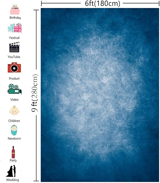 6x9ft Dark Blue Gradient Portrait Photo Backdrops Bright Center Abstract Photography Backdrop for Studio Photo Booth Prop Banner Decor Background - Image 3