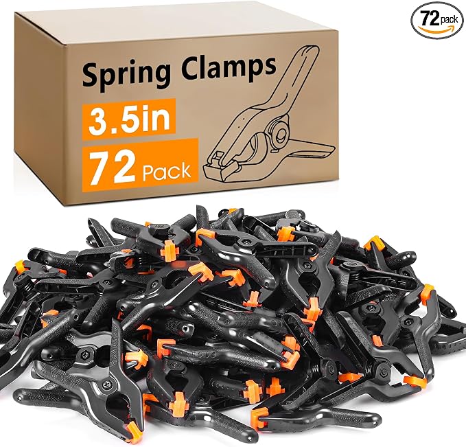 72 Pack 3.5 inch Plastic Spring Clamps, Backdrop Clips | Black Heavy Duty Clips, Plastic Clamps for Crafts, Backdrop Stand, Woodworking, Photography by Unknown