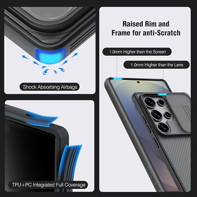 Nillkin for Samsung Galaxy S26 Case with Camera Cover, [Lens Protection] Mil-Grade Shockproof Protective Bumper Hard Cover Slim Phone Case for Galaxy S26 Cases Clear Black - Image 5