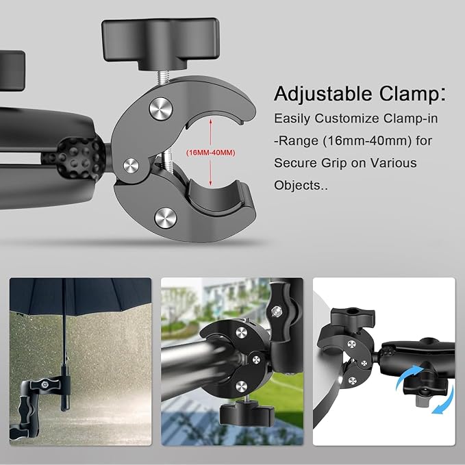 2 Pcs SuperClamp Double Camera Clamp with Dual Mount Bracket and Magic Arm Ball Head - Versatile Photography Accessory for Light Stands, Reflectors, Umbrellas, Tripods, and Tables - Image 4