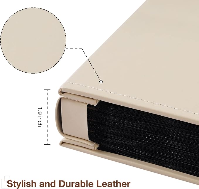 potricher Small Photo Album 4x6 100 Photos, Leather Cover | Leather 4x6 Picture Album with 100 Horizontal Pockets, Photo Book for Family, Wedding, Anniversary, and Baby - Image 6