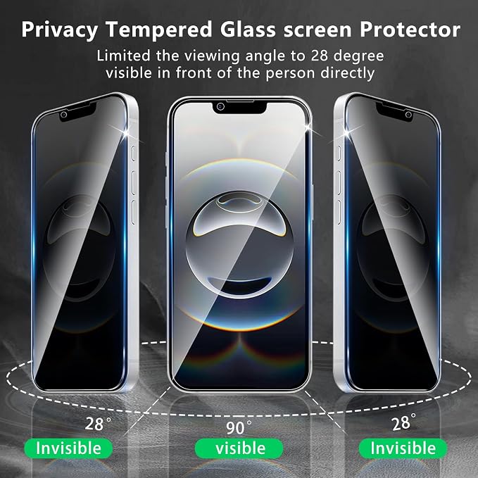 3+3 Pack Privacy Screen Protector Designed for iPhone 16e / 17e With 3 Pack Camera Lens Protector,Full Coverage Anti-Spy Tempered Glass Film,9H Hardness,Bubble Free,Easy to Install - Image 7