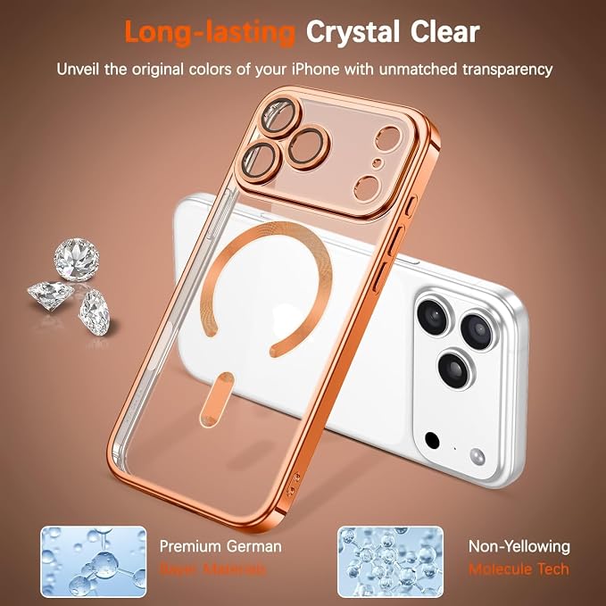 Magnetic Glossy Case for iPhone 17 Pro Max,iPhone 17 ProMax Phone Case Slim Clear Luxury with Screen Protector & Camera Protector [Compatible with MagSafe], Shockproof Cover for iPhone 17 Max-Black - Image 3
