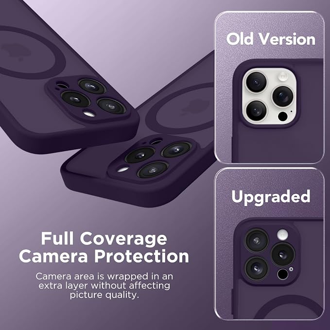 CAPRARO for iPhone 13 Pro Case, Compatible with MagSafe | Upgraded [Full Camera Protection] Shockproof Protective Slim Translucent Matte Magnetic Phone Case 6.1'', Deep Purple - Image 6