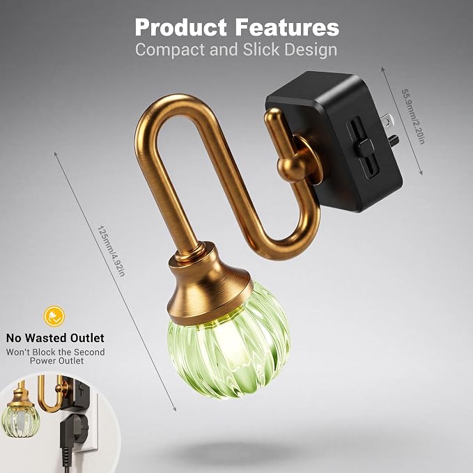 JandCase Night Light, Night Lights Plug into Wall Green Tulip | LED Nightlight, 0-100LM Dimmable Nightlights, Dusk to Dawn Sensor, 1W Vintage Nite Light for Bathroom Hallway Decor, 1 Pack - Image 5