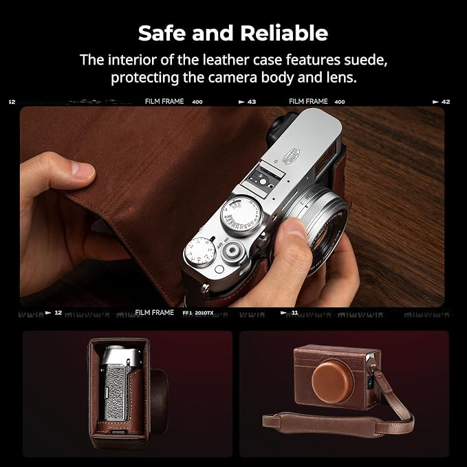 SMALLRIG Leather Half Case for FUJIFILM X100VI, Flip Cover, Shoulder Strap | Genuine Leather Material, Portable and Protecting (Brown) - Image 3