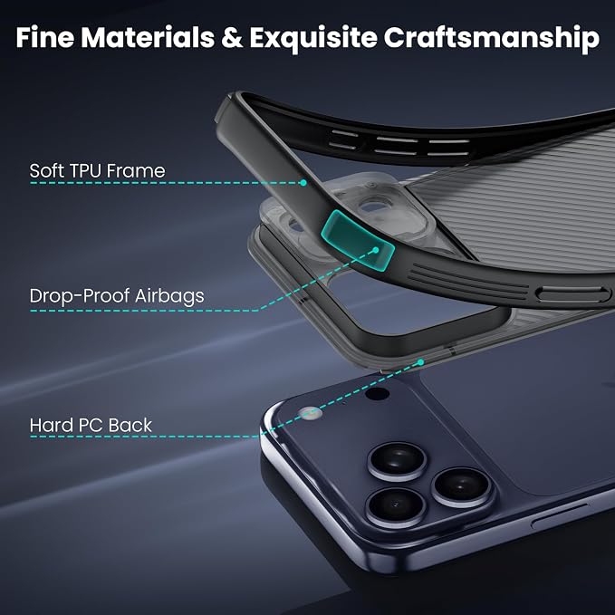 Nillkin for iPhone 17 Pro Case with Slide Camera Cover & Thin Slim Fit | Shockproof Protective | Protector Privacy | Phone Case Camera Lens Protector, Transparent Black - Image 8