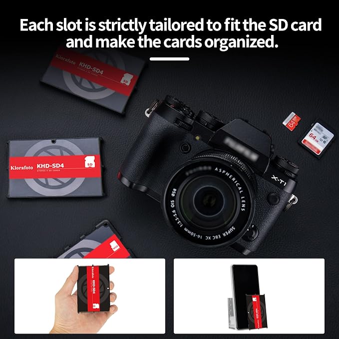 Kiorafoto KHD-SD4 Easy Carry 4 Slots Slim Credit Card Size Lightweight Portable SD Memory Card Case Storage Keeper Holder Protector for 4 SD SDHC SDXC Cards - Image 3