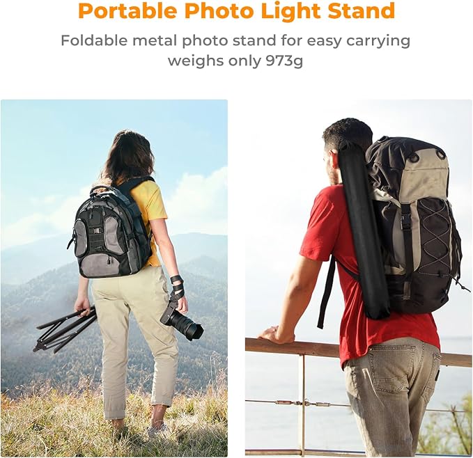 K&F CONCEPT Light Stand for Photography, 6.5ft/2M Extendable Tripod | Lighting Tripod with 1/4" Screw for Lighting/Strobe Light/Webcams/Cameras/Softbox, with Storage Bag, TL01 - Image 7
