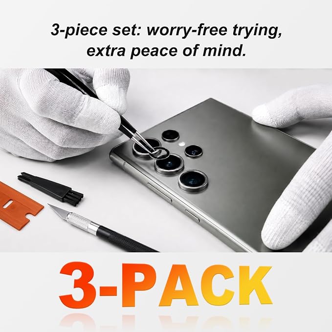 3-Pack Rear Camera Lens Glass Replacement Kit Compatible with Galaxy Z Fold 7, with Pre-Cut Tape + Repair Tools + Instruction Manual - Image 2