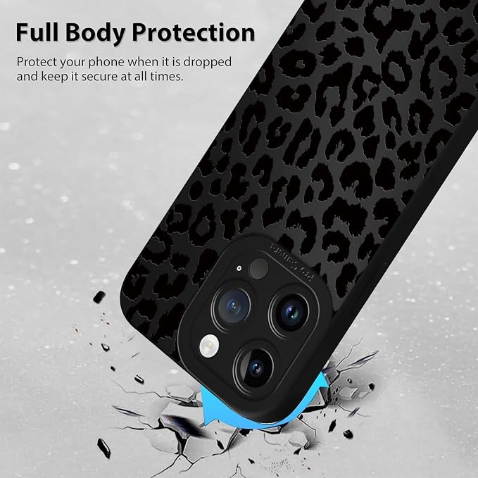 Cute Black Cheetah Print Phone Case for iPhone 14 Pro 6.1" | Aesthetic Leopard Pattern Design Cover Full Camera Lens Protective Shockproof Soft Slim TPU Funda for Men Women Girls - Image 3