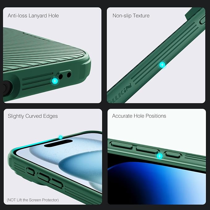 Nillkin for iPhone 16 Pro Max Case with Slide Camera Cover, [Full Camera Protection][Anti-Scratch] Military-Grade Protection, Anti-Fingerprint, Slim Phone Case for iPhone 16 Pro Max 6.9'' Green - Image 5