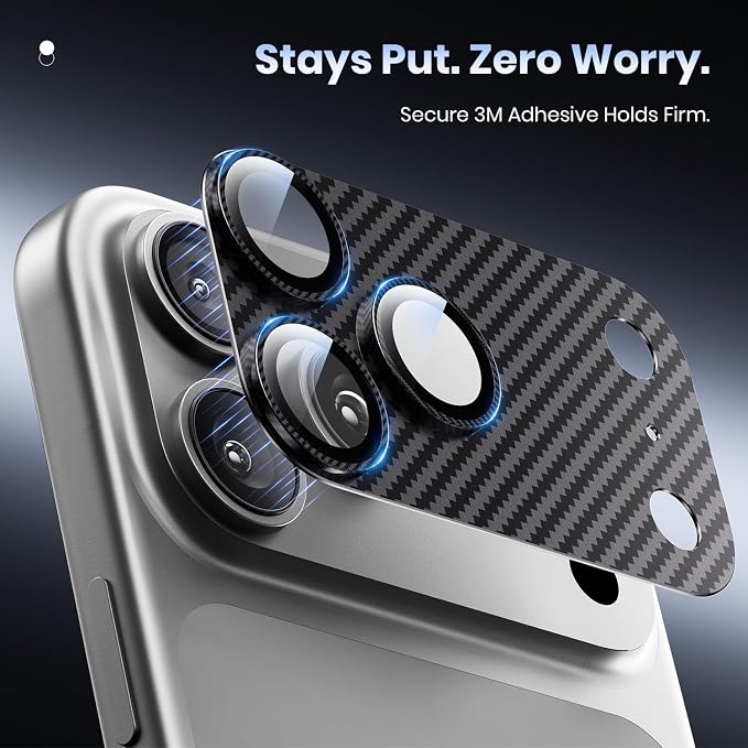 for iPhone 17 Pro Max Camera Lens Protector - 12FT Shatterproof | Military Grade Protection, Strong Adsorption, 9H+ Tempered Glass Camera Screen, Full Protective Cover, Case Friendly - Image 5