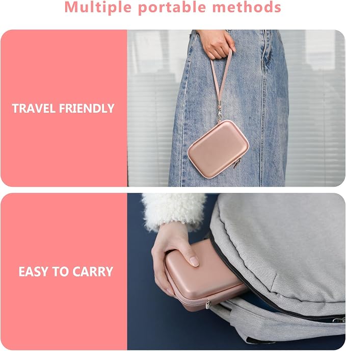 Carrying Case Compatible with Fujifilm Instax Mini EVO Instant Camera, INSTAX MINI EVO Camera Storage Holder Travel Bag with Mesh Pocket for Photos, USB Cables, Film, Rose Gold - Image 6