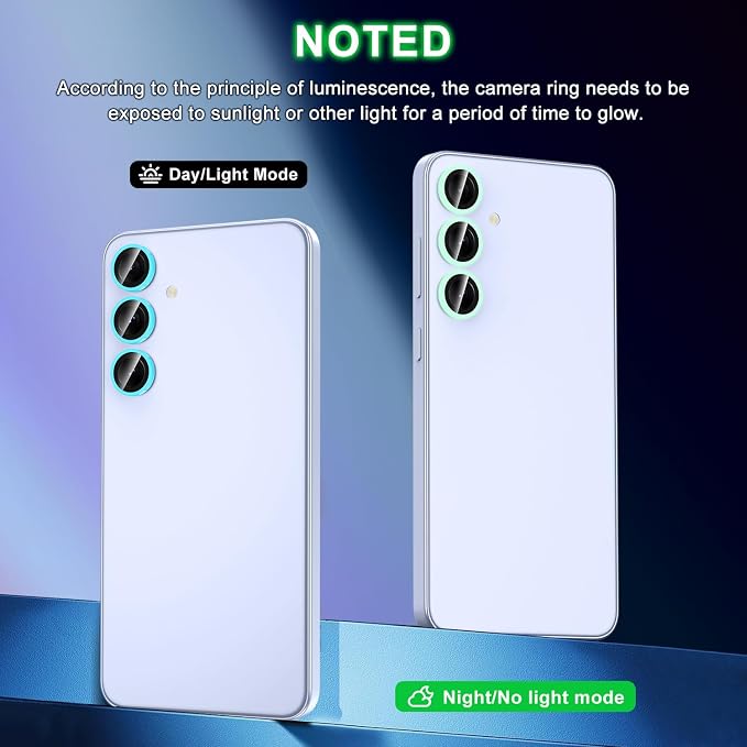 for Samsung Galaxy S25 Camera Lens Protector, Individual Metal Ring Tempered Glass Lens Cover, [Strong Adsorption] Scratch Resistant Ultra-Thin HD Clear Lens Cover, 1 Set-Blue Shine - Image 2