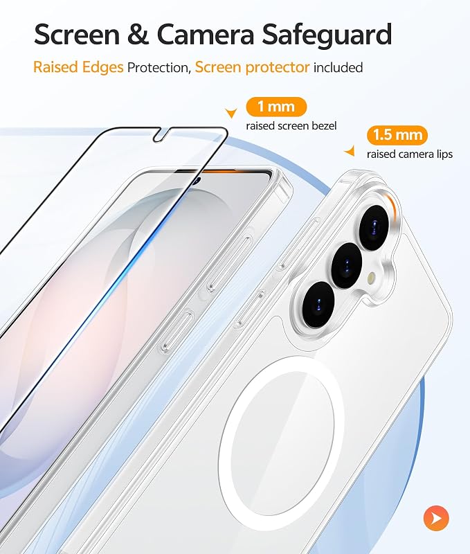 FNTCASE for Samsung Galaxy S26 Plus Case, Fit for Magsafe, Screen Protector | Clear Anti Yellowing Magnetic Back, 14FT Military Grade Drop Protection, Shockproof Protective Phone Cover, Transparent - Image 4