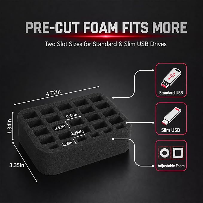 Comecase USB Flash Drive Case, Holds 26 USB Drives and 4 SD Cards - Image 3