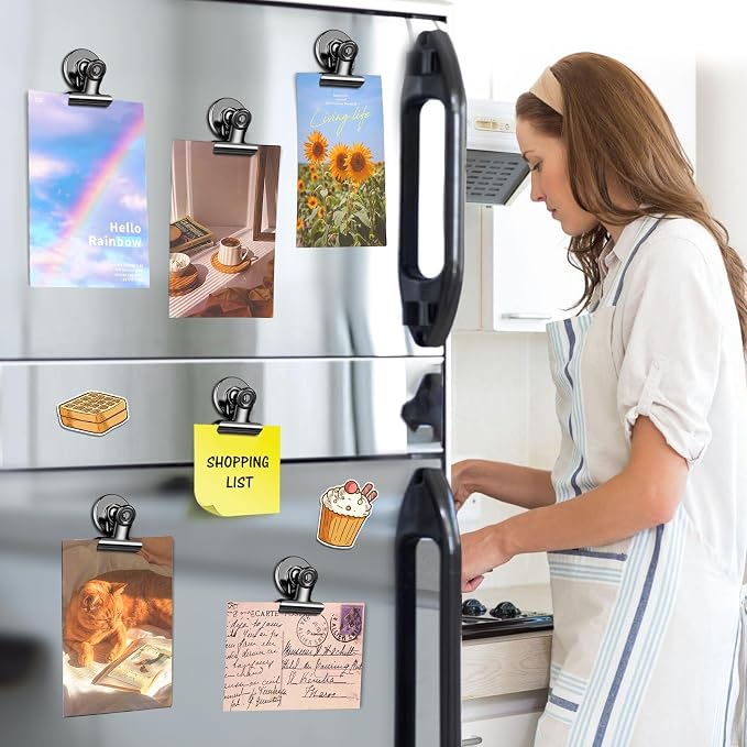 20 Pack Magnetic Clips, Fridge Magnets Refrigerator Magnets, Black Magnet Clips for Whiteboard, Clip Magnets for Photo Displays, Home, Office, Classroom - Image 2