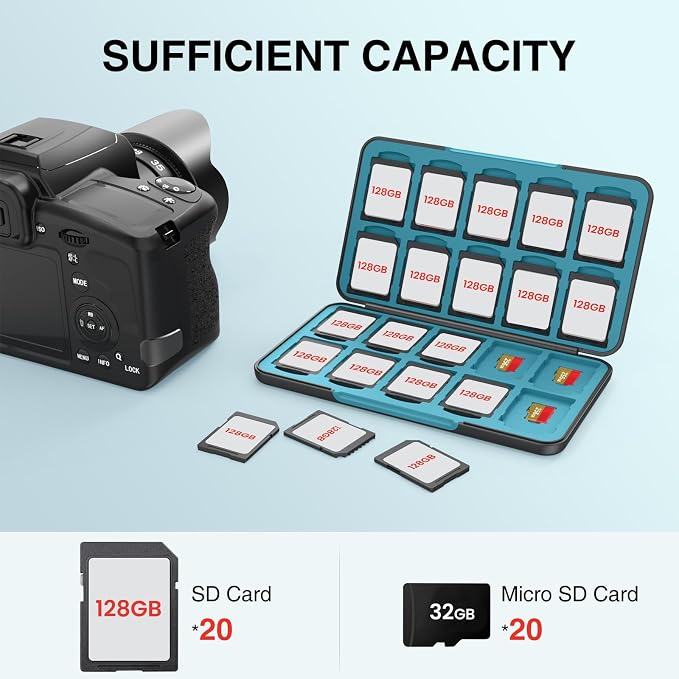 HEIYING SD Card Holder with 40 Precise Slots for SDXC SDHC Micro SD Cards | Portable Game Cards Case, Hard ABS Shell with Soft Silicone Lining, Precise Card Slots,Magnetic Closure for Easy Access - Image 2