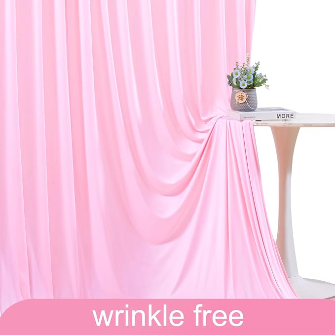Pink Backdrop Curtain for Parties Baby Shower Wrinkle Free Pink Photo Curtains Backdrop Drapes Fabric Decoration for Weddings Birthday Party 5ft x 8ft,2 Panels - Image 6