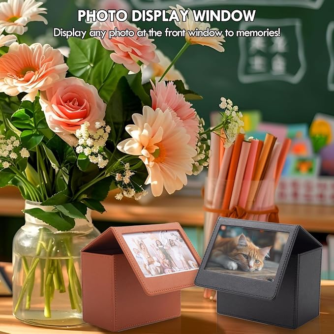 Photo Storage Box for Instax Wide/Polaroid Now+/I-Type/OneStep2 Instant Film, 3.5x4.25” Photo Holder fits for Fujifilm Instax Wide 400/300 Wide Picture Display - Brown - Image 7