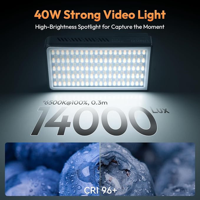 ULANZI 40W Portable RGB Video Light, 5000mAh Rechargeable LED Camera Light, 20 Scene Modes, 2700-6500K Mini Studio Lighting for YouTube, Vlogging, Live Streaming, Photography - Image 3