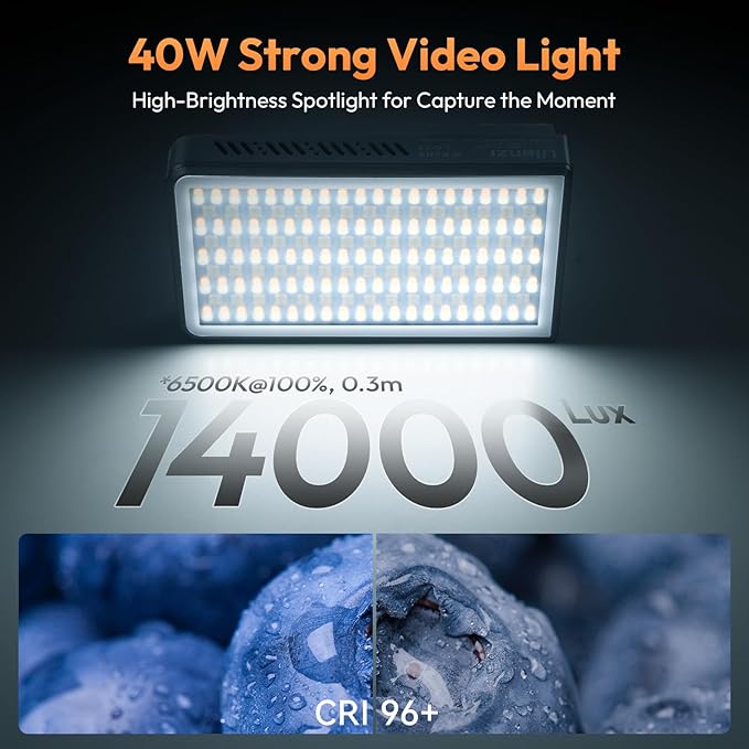 ULANZI 40W Bi-Color Portable Video Light, 5000mAh Rechargeable LED Camera Light, Battery, 8 Scene Modes, 2700-6500K Mini Studio Lighting for YouTube, Vlogging, Live Streaming, Photography - Image 4