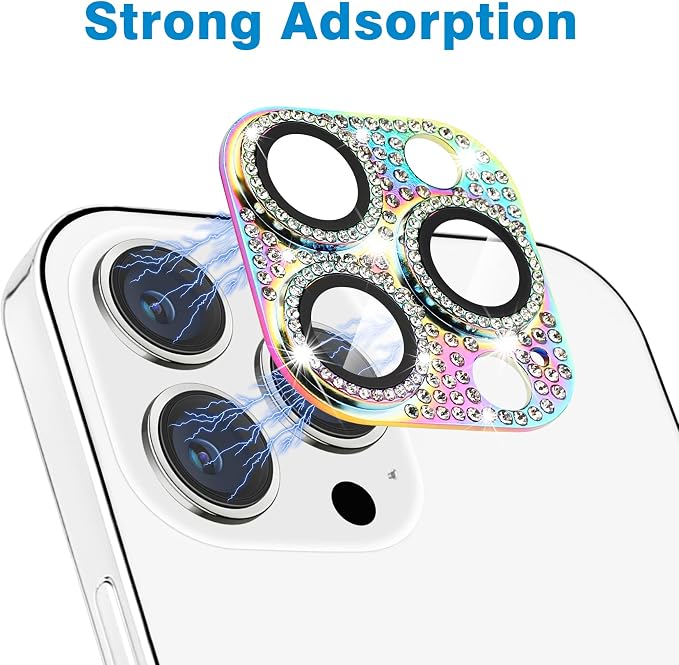 Compatible with iPhone 12 Pro Max Camera Lens Protector, Bling 3D Rhinestone Diamond 9H Tempered Glass Camera Cover Anti Scratch Shockproof Lens Screen Full Protective Cover - Image 3