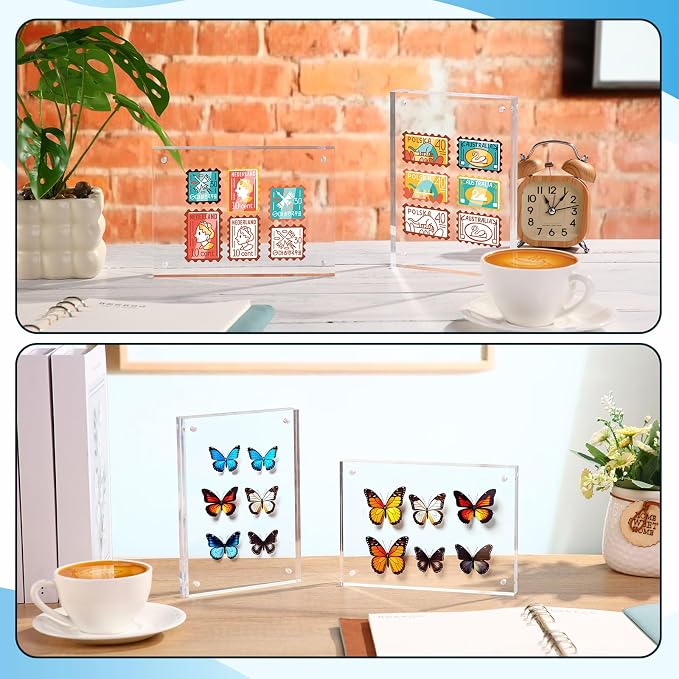 Kigley 6 Pcs 5 x 7 Inch Acrylic Picture Frames, Clear Acrylic Photo Business Card Frame Desktop Display Double Sided Wallet Size Frame Freestanding Frames for Film Photos Cards Stamp - Image 7