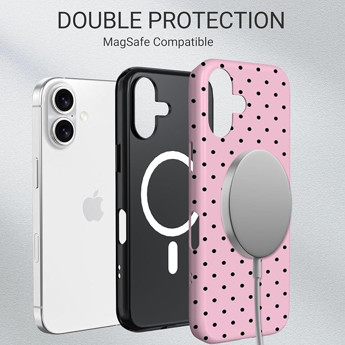 TPU Phone Case for iPhone 16, MagSafe Wireless Charging Compatible, Shockproof Slim Fit Protective Cover with Anti-Yellowing & Raised Camera Protection (Polka dot 4, iPhone 16) - Image 6