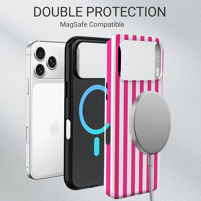TPU Phone Case for iPhone 17 Pro Max, MagSafe Wireless Charging Compatible, Shockproof Slim Fit Protective Cover with Anti-Yellowing & Raised Camera Protection (Stripe 1, iPhone 17 Pro Max(6.9")) - Image 6