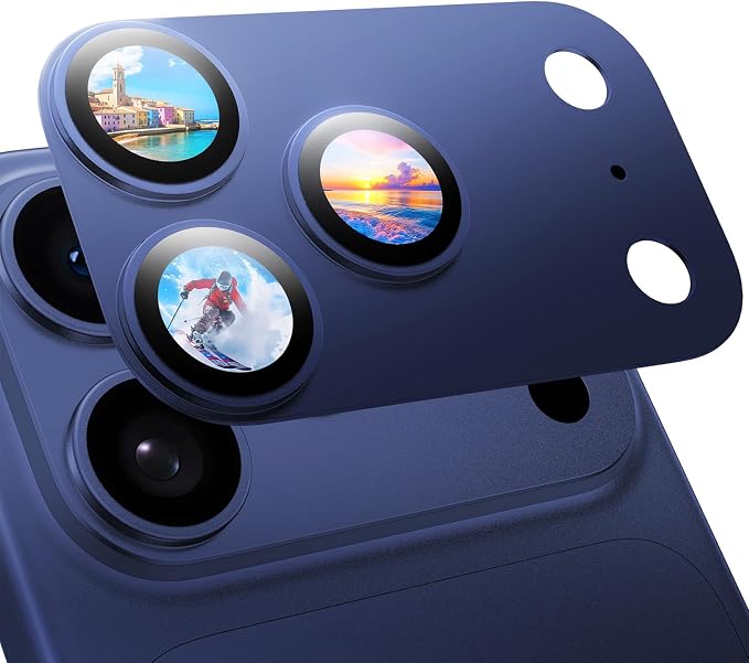 MAGIC JOHN 2 Pack Camera Lens Protector for iPhone 17 Pro Max 6.9 inch,Blue | Full Coverage, Metal Aluminum Alloy Camera Lens Film, HD Clear, Scratch Resistant, Case-Friendly by MAGICJOHN