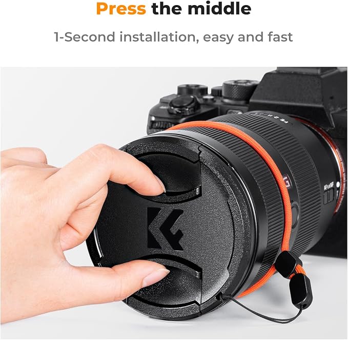 K&F CONCEPT 95mm Lens Cap, 9-in-1 Center Pinch Lens Cover + Anti-Loss | Keeper Leash + Microfiber Cleaning Cloth Kits Compatible with Nikon, Canon, Sony, Fujifilm Camera Lenses - Image 4