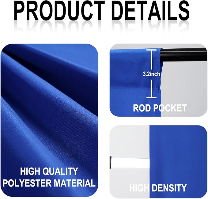 GFCC 6FTx9FT Royal Blue Backdrop Background for Photography Photoshoot | Non-Reflective, Polyester Curtain, Easy Hang, Multipurpose Screen for Studio Photo Booth, Video Recording, Portrait, Party - Image 3