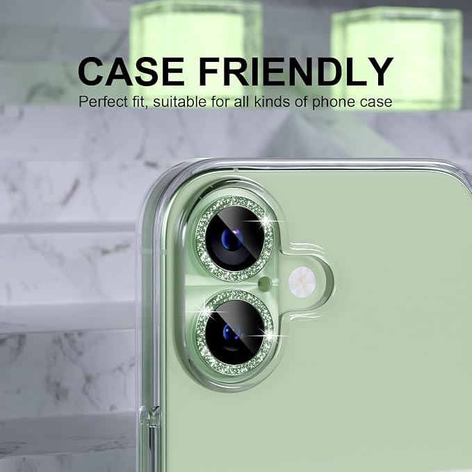 Choiche for iPhone 17 Camera Lens Protector, Light-Sage | Bling Metal Camera Cover with 9H Tempered Glass Lens Screen Protector Accessories, Strong Adsorption, Case-Friendly - Image 4