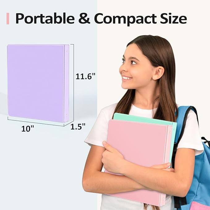 BinderX 3 Ring Binder 1 Inch, 1" Clear View Binder, Pink, Letter / A4 Size | Extra Durable, PVC-Free, Customizable, Interior Pockets, 175-Sheet Capacity, Eco-Friendly, Reinforced Hinge, School, Office - Image 6