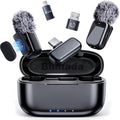 Mini Wireless Lavalier Microphone for iPhone Android Camera, Dual Channel Wireless Microphones with AI Noise Cancellation, 328ft Range, 36H Battery Case, Type-C, Lightning & USB Plug & Play by Blinfada