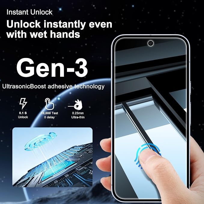 2 Pack for Google Pixel 10 Privacy Screen Protector, 2 Pack Camera Protector, Fingerprint Compatible, Anti Spy, 9H Hardness Glass for Google Pixel 10 Screen Protector - Image 4