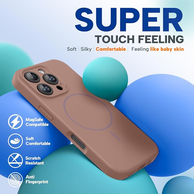 miracase Magnetic for iPhone 16 Pro Max Case, [Soft Anti-Scratch Microfiber Lining], Compatible with MagSafe, Liquid Silicone Case Shockproof Drop Protection Phone Case for 16 ProMax,Chocolate | Compatible with MagSafe, Soft Microfiber Lining, Premium ... - Image 8