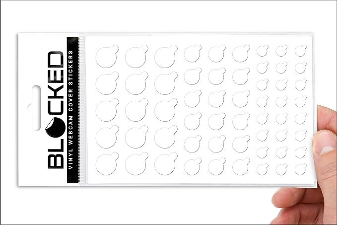 BLOCKED Original Vinyl Webcam Cover Stickers | Restickable & Stackable Privacy Covers | for All Camera-endable Devices | 3-Sizes | 57 White Tabbed (Ultra Glossy) by BLOCKED