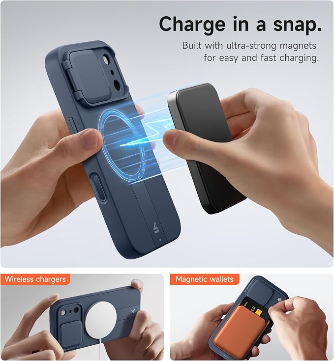SURITCH for iPhone 17 Pro Max Case with Camera Control Cover, Camera Cover and Adjustable Kickstand, Compatible with MagSafe, Shockproof Bumper Protective Cases 6.9 Inch, Blue - Image 3